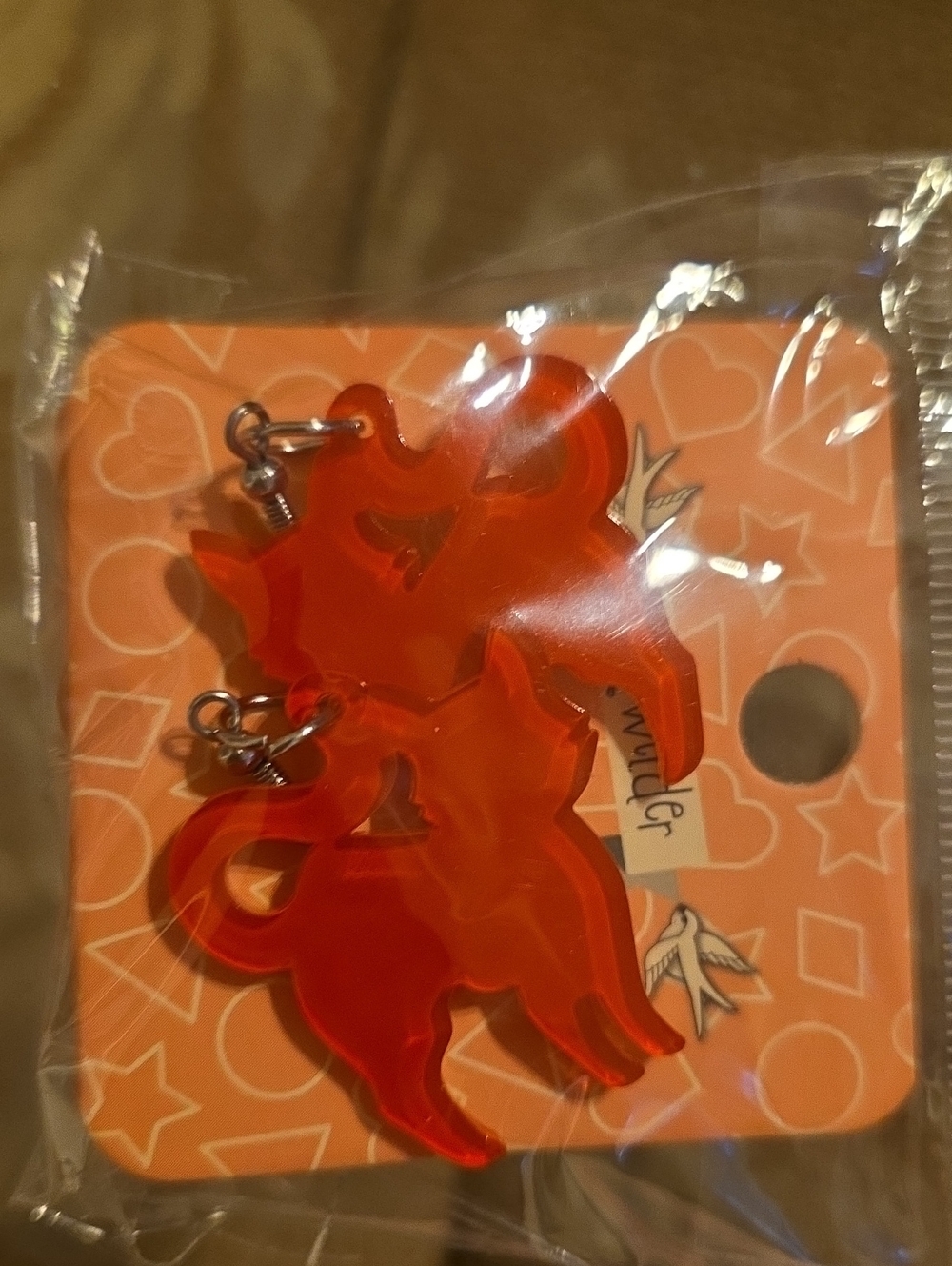 Erstwilder Red Acrylic Cat Dangle Earrings